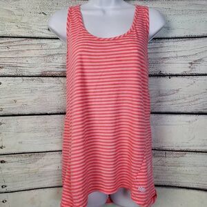 Maurices Coral Pink Striped Tank Top M Lightweight Racerback Casual Summer